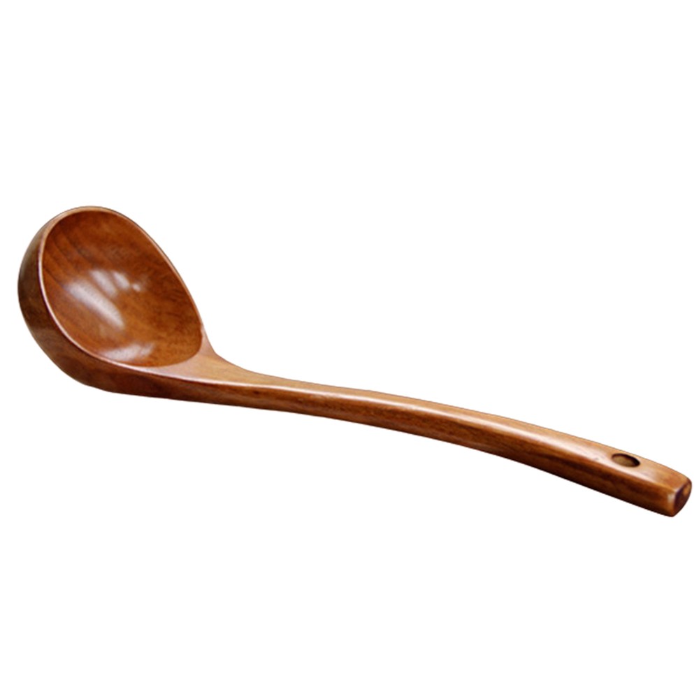 Kitchen Wooden Deep Cooking Spoon Wood Soup Porridge Ladle Scoop Spoon Utensil
