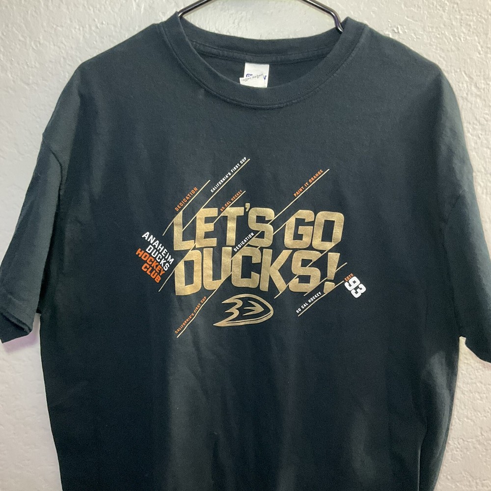 ANAHEIM DUCKS NHL HOCKEY LET'S GO DUCKS T SHIRT Mens XL Black Honda