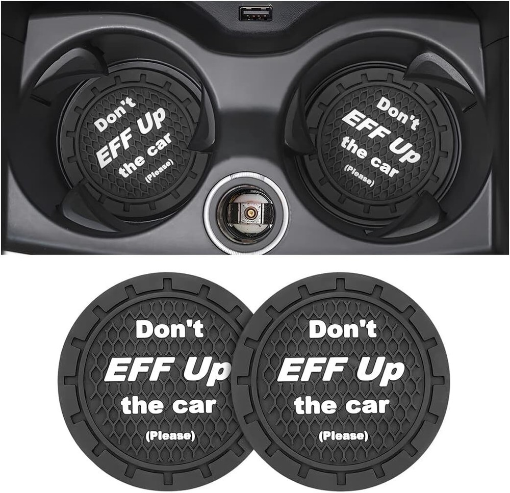 2 Pack Car Cup Holder Coasters, 2.75 Inch Non-Slip PVC 2PCS, A Black/2pcs
