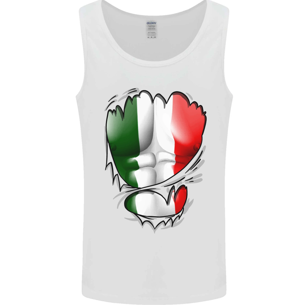 Gym Italian Flag Ripped Muscles Italy Mens Vest Tank Top