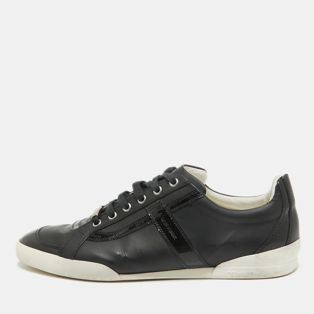 Dior Homme Black Patent Leather Low Top Sneakers Size 43 EU
