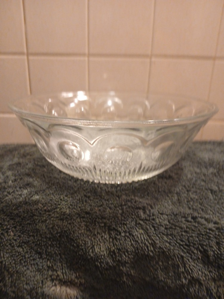 Vintage Bartlett Collins 8 Inch Clear Ribbed Diamond Depression Glass US Made