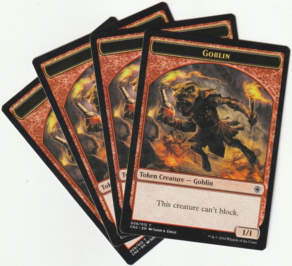 4x MTG Red Goblin Creature Tokens CN2/EN 2016 Playset