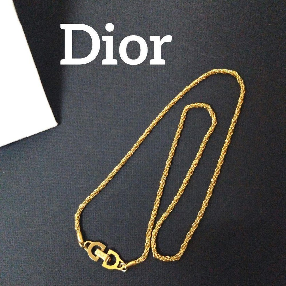 Christian Dior Kihei Chain Necklace Gold Tone Authentic From Japan RA