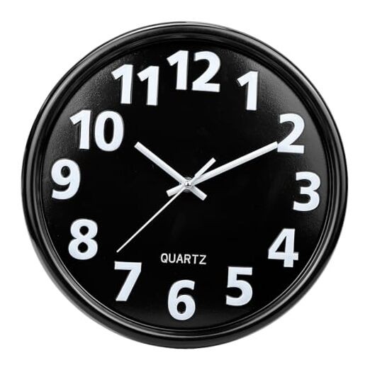 12'' Wall Clock, Battery Operated Wall Clocks Silent Non 12 inches Black