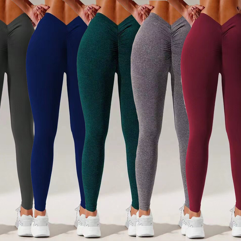 V Back Booty Leggings Women Seamless Scrunch Butt Lift V Cut Waist GYM Yoga pant