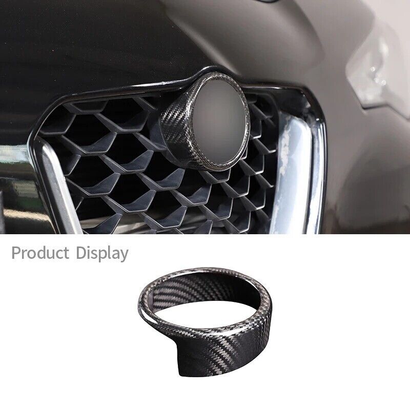 For Alfa Romeo Giulia 2017-2020 Carbon Fiber Car Exterior Front Emblem Ring Trim