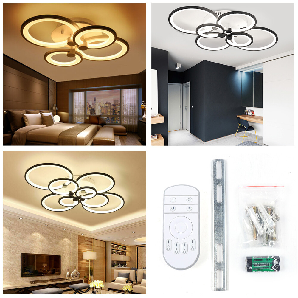 Modern 6-head Acrylic Ceiling Light LED Chandelier Lamp Living Room Decor Remote