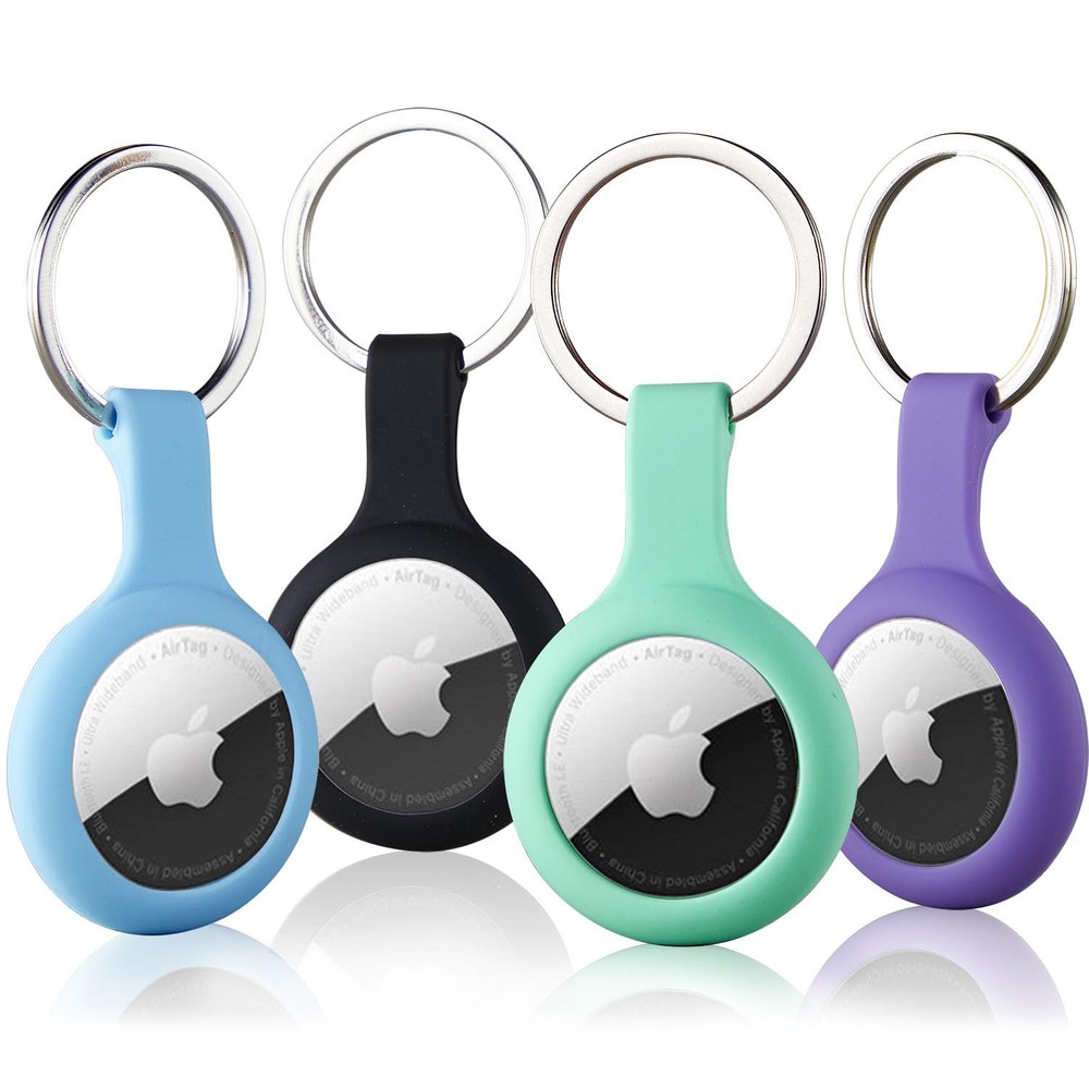 Silicone Keychain Holder for 4-Pack AirTags GPS Tracker Case Key Ring
