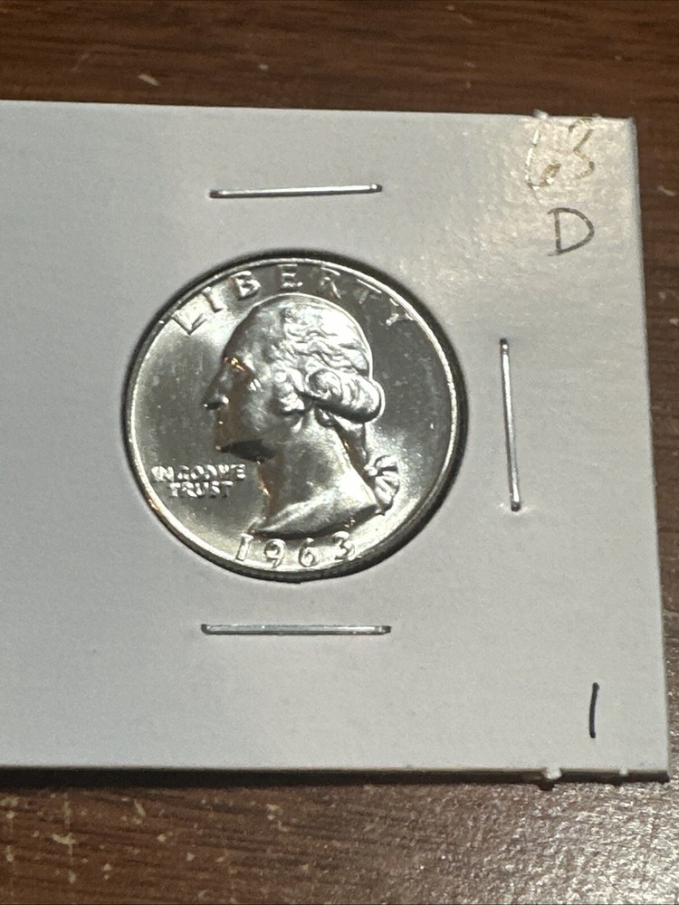 1963 D Washington Quarter 90% Silver - BU - Brilliant Uncirculated Free Shipping