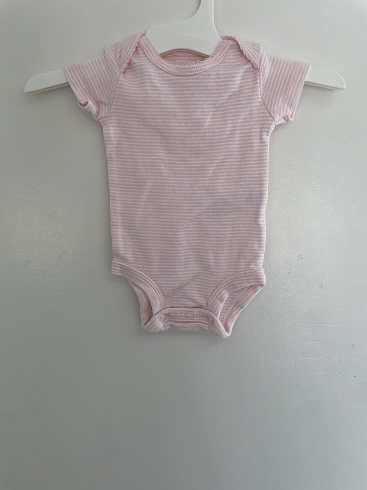 Carters Baby Girl Classic Striped Lace 100% Cotton Short Sleeve Bodysuit Pink NB