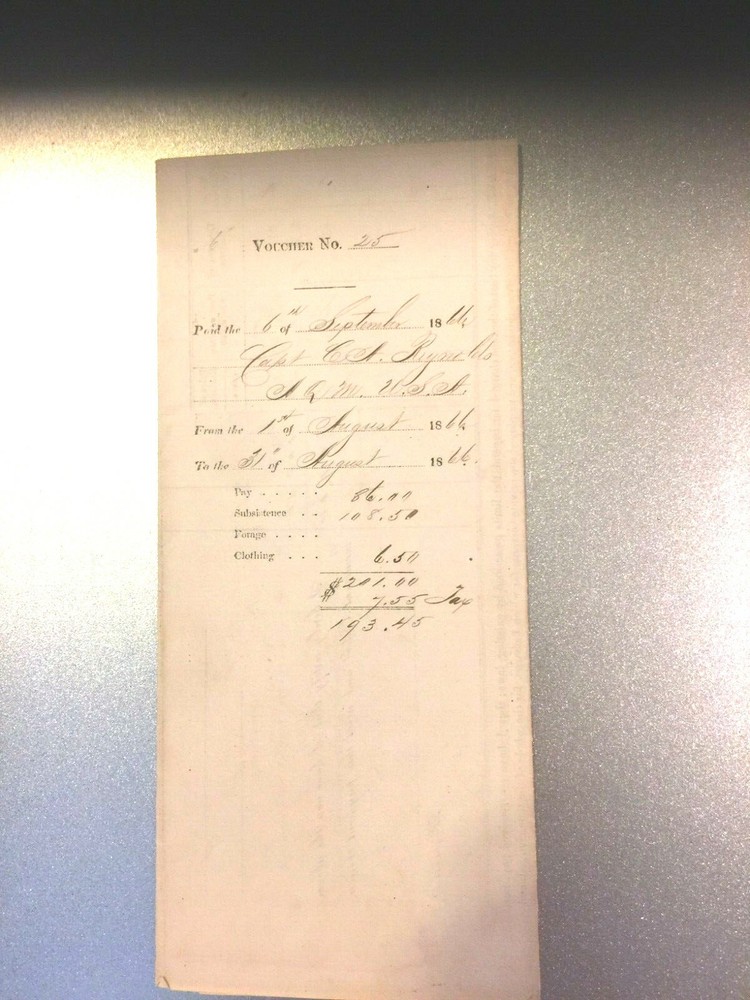 1866 US Civil War Military Pay Voucher for Enslaved Servant-image