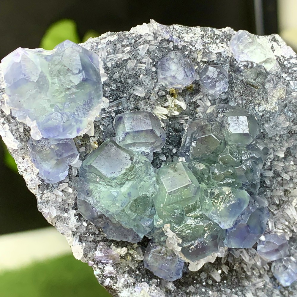 339G Rare Transparent Blue Green Cubic Fluorite Crystal Specimen from China