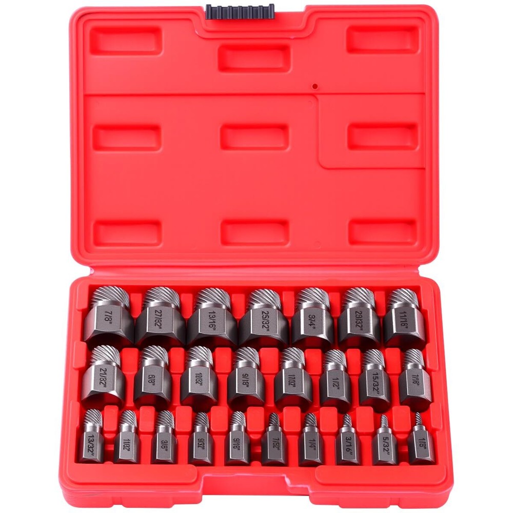 25-Piece Heavy Duty Screw Extractor Set for Damaged Bolts