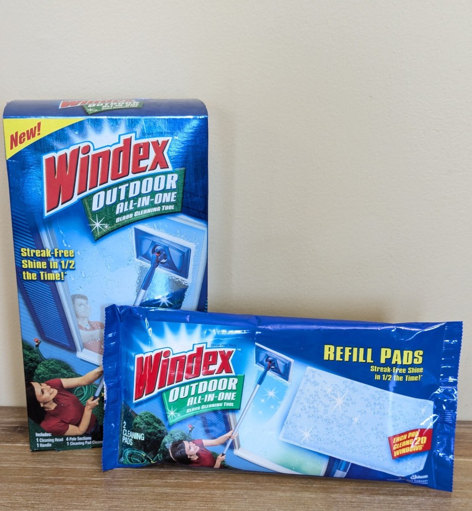 Windex Outdoor All-In-One Glass Window Cleaner Tool Starter Kit + Refill Pack