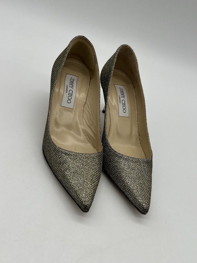 Jimmy Choo Lame Glitter Pointed Toe Womens 36 US 6 Pumps Light Gold/Bronze Shoes