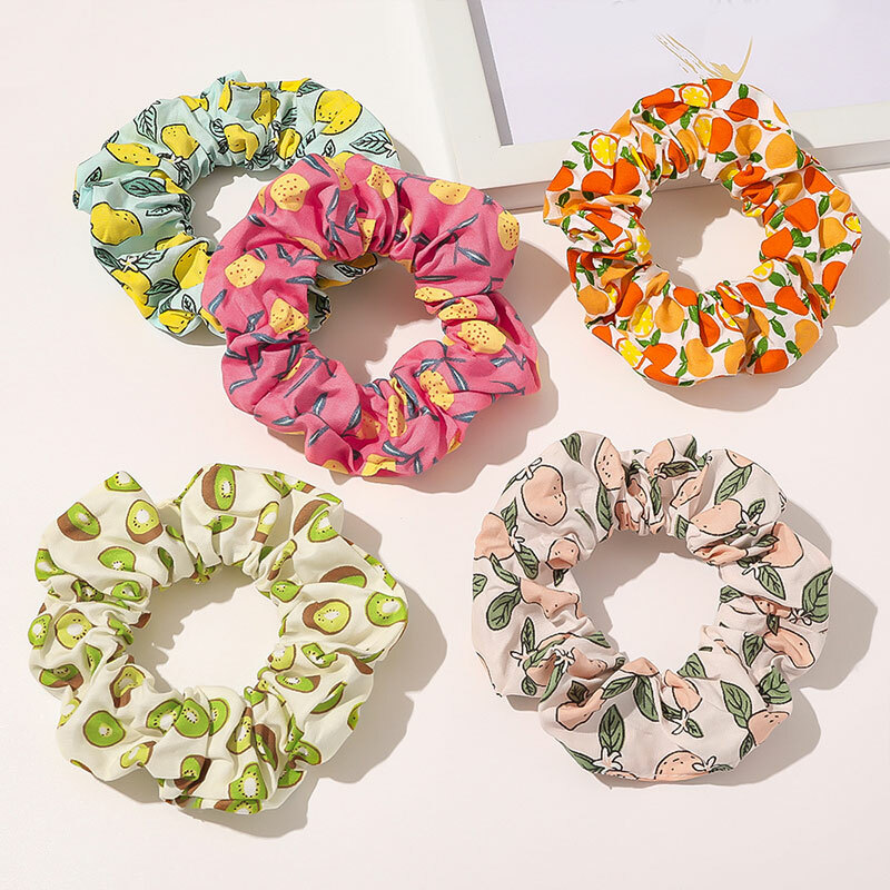 Women Pineapple Print Hair Tie Elastic Hair Band Scrunchies Ponytail Holder Rope