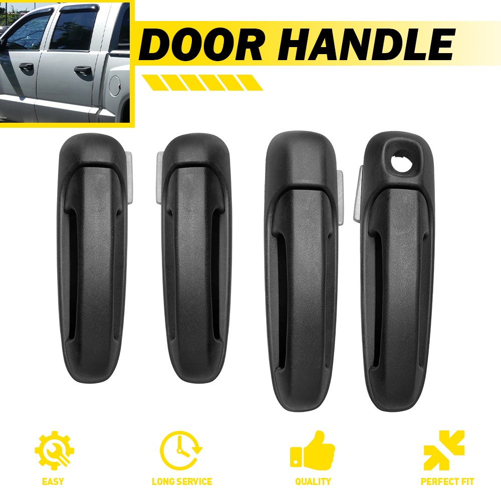 Exterior Outside Door Handle Texture Black Front Rear Kit Set 4 for Ram Truck M