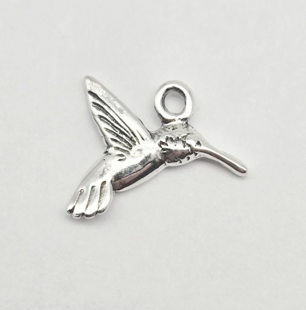 Vintage Sterling Silver Hummingbird Drop Petite Bird Charm Pendant - 0.8g