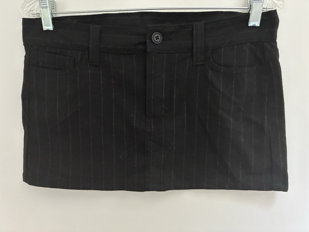 J. Galt Women's Pinstripe Soft Polyester Rayon Blend Zip Fly Mini Skirt Black S