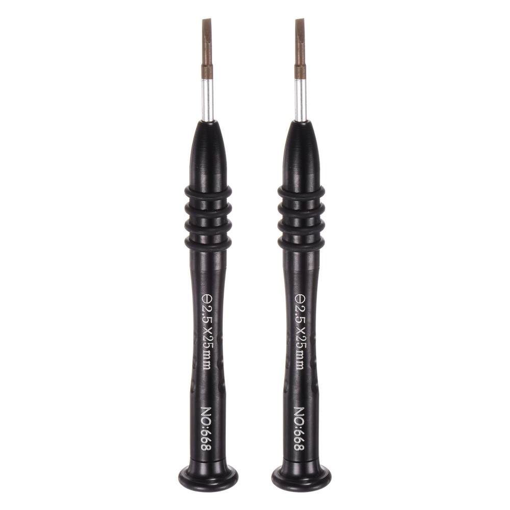 2pcs Black Aluminum Handle 2.5mm Magnetic Slotted Screwdriver
