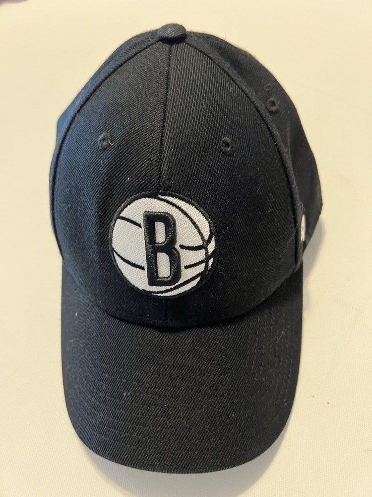 Brooklyn Nets 47 Brand Clean Up Cap Adjustable Black Hat Embroidered Logo