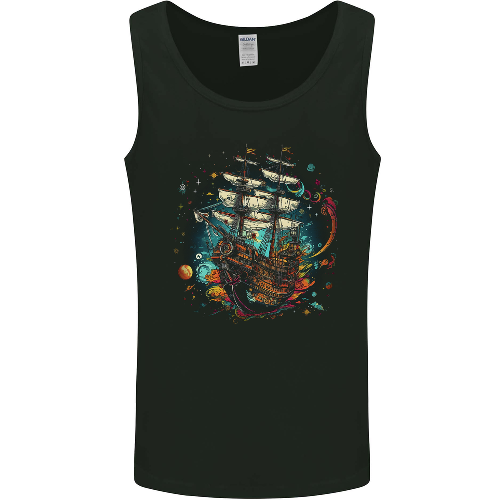 Space Ship Fantasy Galleon Sailing Sailor Mens Vest Tank Top