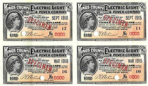 1 RARE BOOKLYN NY ELECT POWER & TRACTION SPECIMEN BOND COUPON! $3 US GOLD COIN