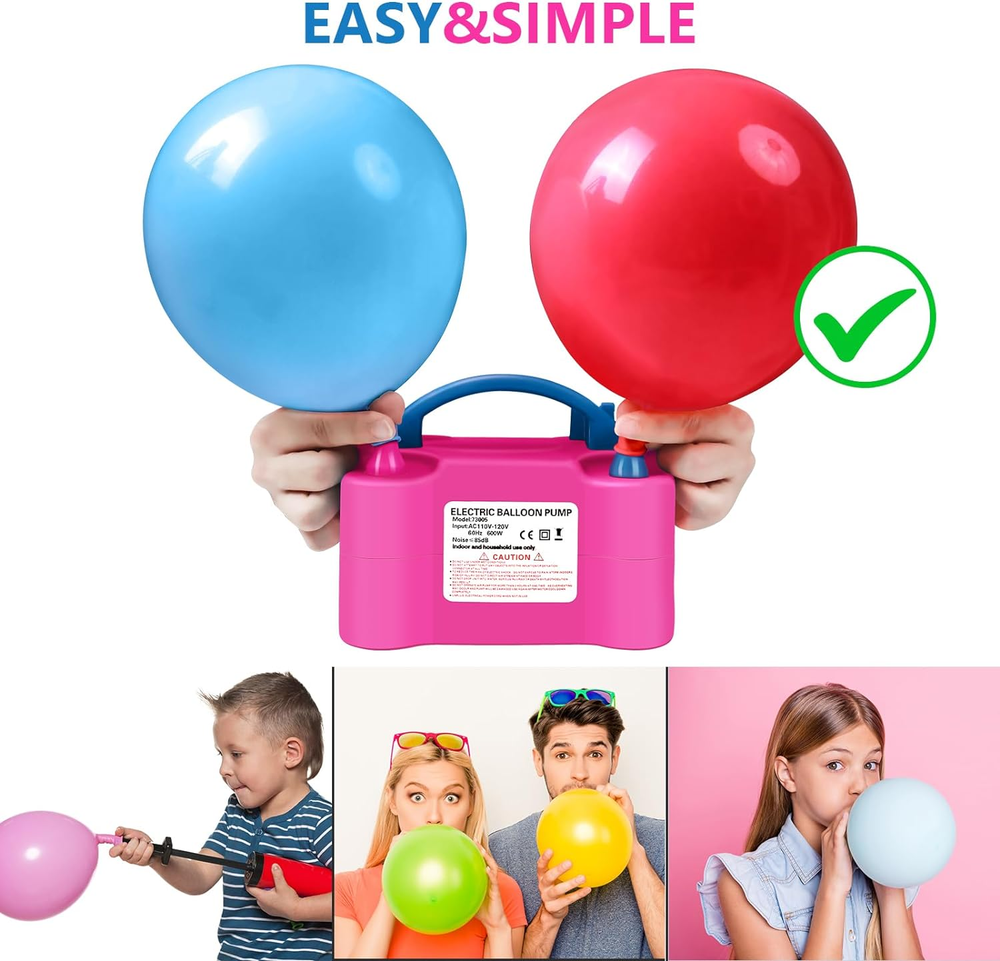 Balloon Pump Portable Air Blower Dual Nozzle Inflator Fast and Easy Bulk Balloon