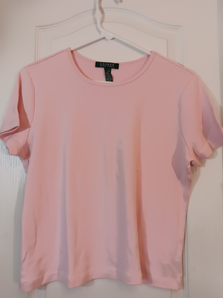 Lauren Ralph Lauren Women's Short Sleeve, Pink Blouse Size L