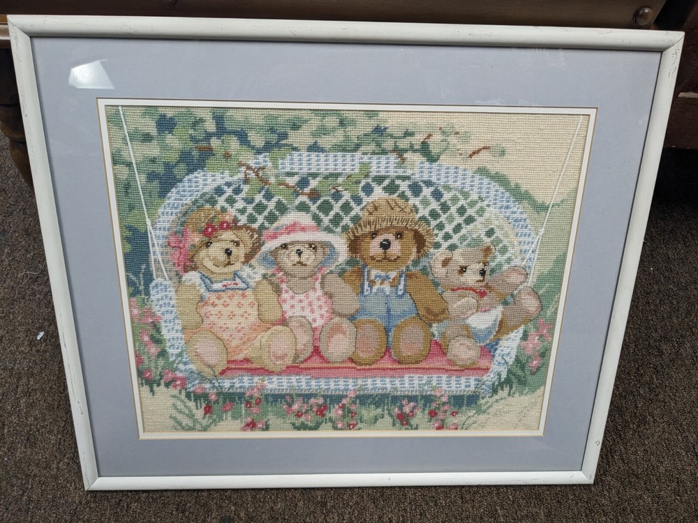 dimensions 1988 bears On Swing CrossStitch completed frame 23