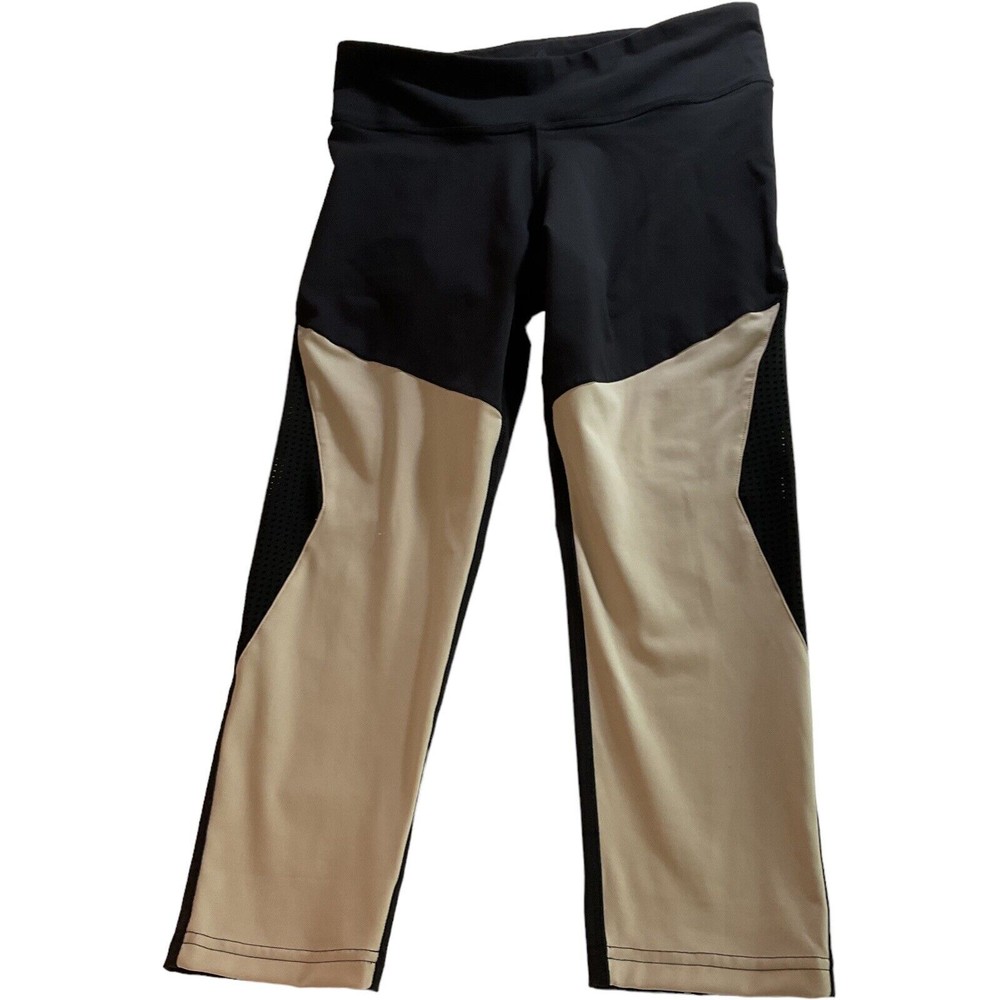 Reebok Womens Speedwick Cropped Leggings Multicolor Color Block Compression M