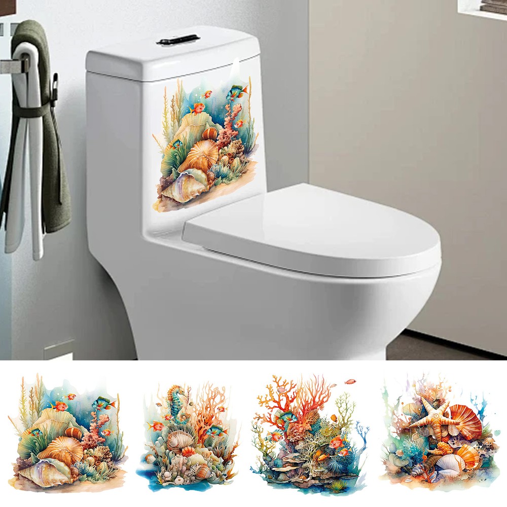Toilet Sticker Underwater World Vinyl Decal Bathroom Wall Door Seat Home Decor