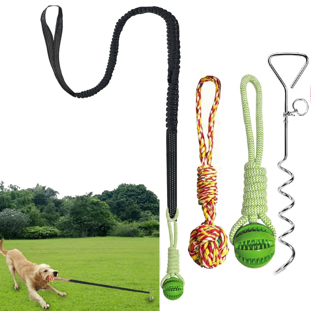 Dog Bungee Tug Toy for Large/Medium/Small Dogs, Dog tug of war Toy with Stake...
