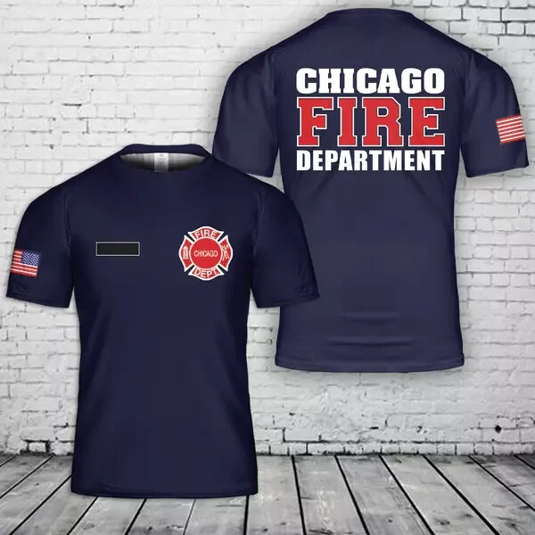 Custom Name Chicago Fire Department T-Shirt 3D