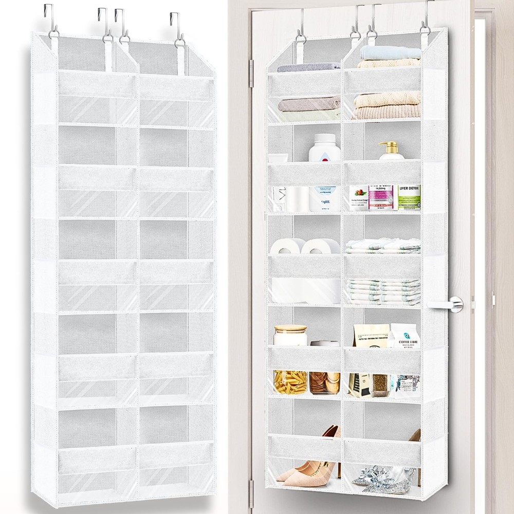 Over The Door Organizer 5 Tiers, Extra Large Behind Door Storage of 10 Compar...