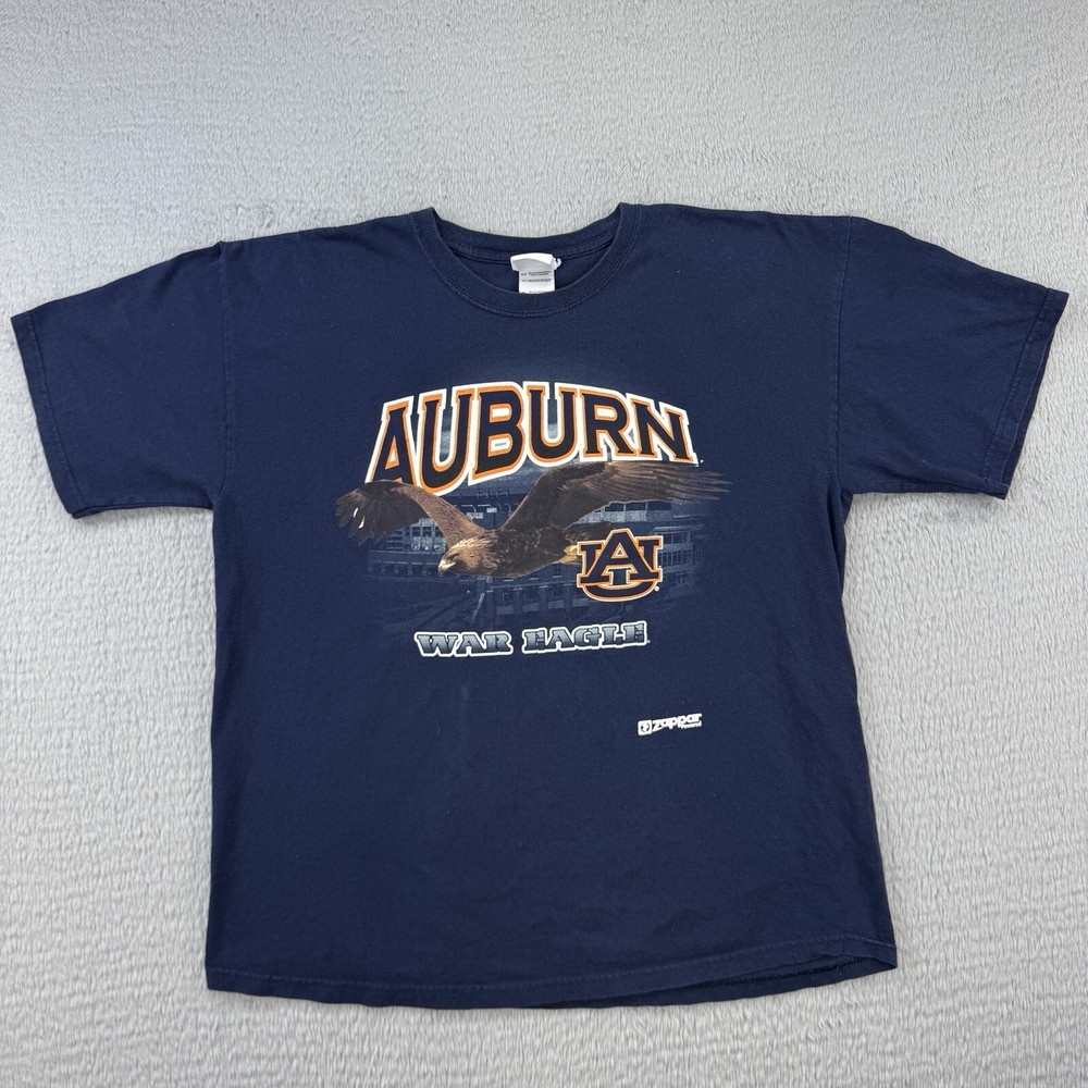 Vintage 90s Auburn Tigers XL Blue War Eagle NCAA Football Shirt Big Logo  