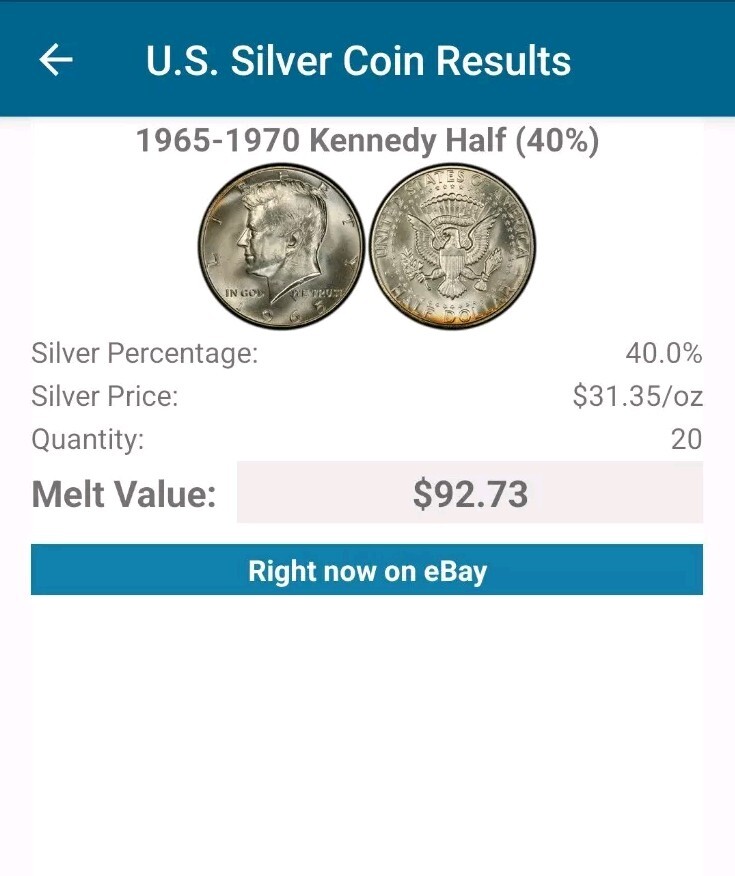 (LESS THEN MELT)Full $10 ROLL Of 40% Kennedy Half Dollars