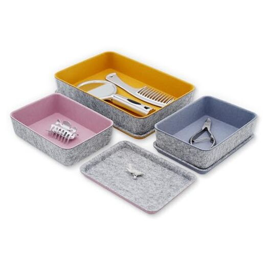 Lidded Felt Drawer Organizer Bin with lids Desktop Stackable Organizer