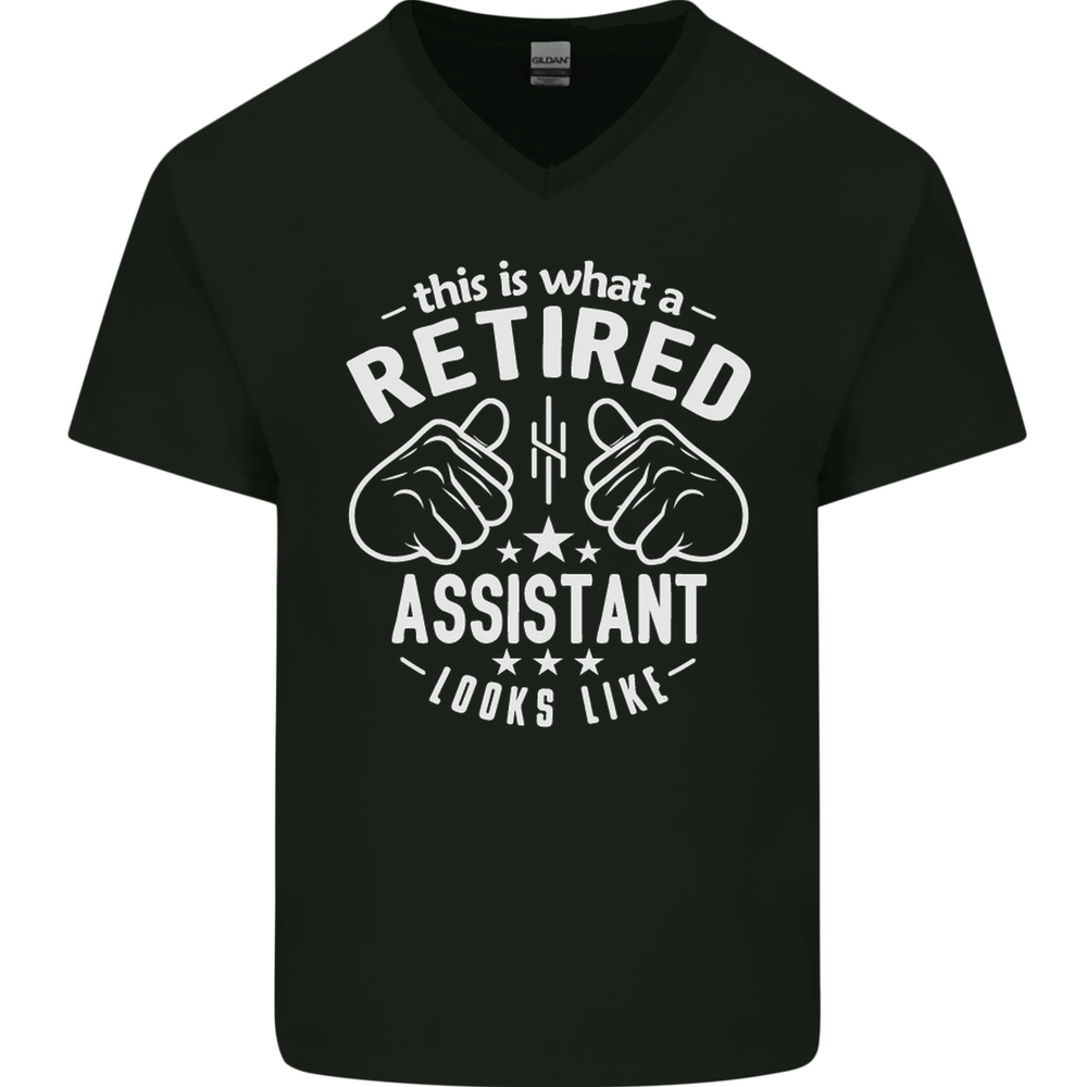 Retired Assistant V-Neck Cotton T-Shirt for Men