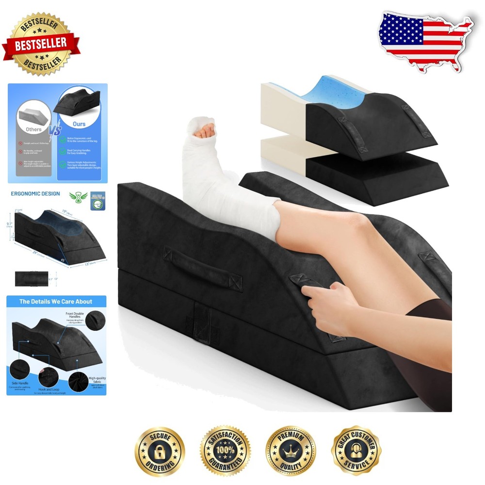 Adjustable Memory Foam Leg Elevation Pillow for Post-Surgery Comfort and Recovery