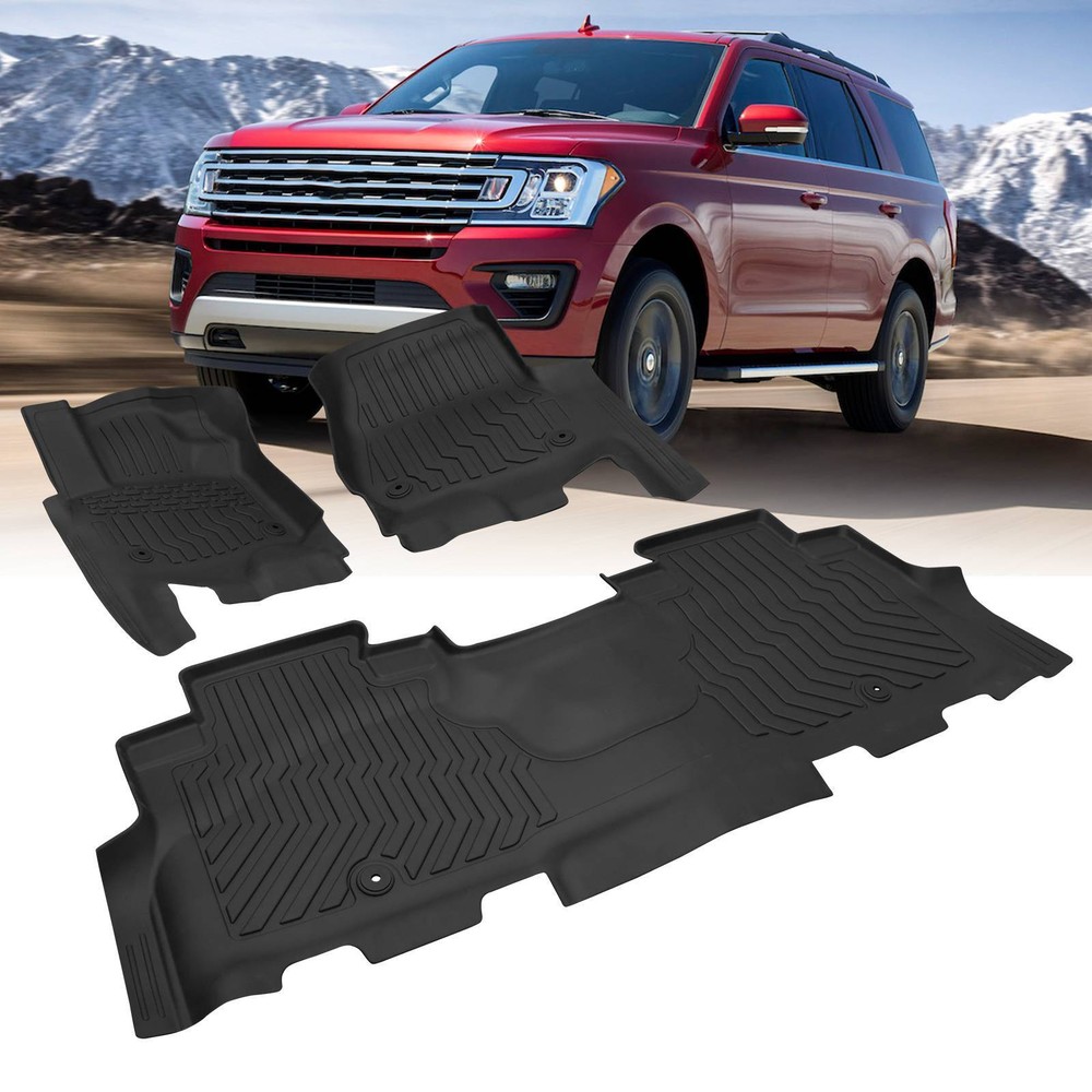Car Floor Mats for 2018 Ford Expedition 2ND Row Bucket Seats Black TPE Rubber