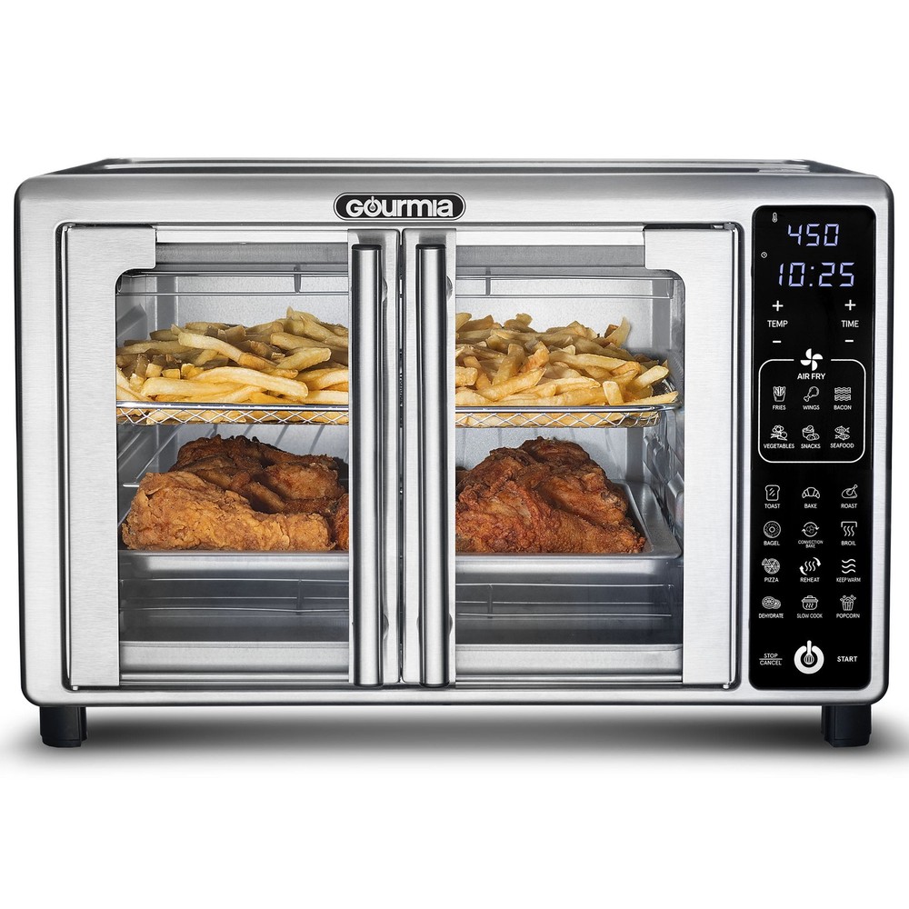 Gourmia French Door 6-Slice Digital Toaster Oven Air Fryer 19 One-Touch Presets