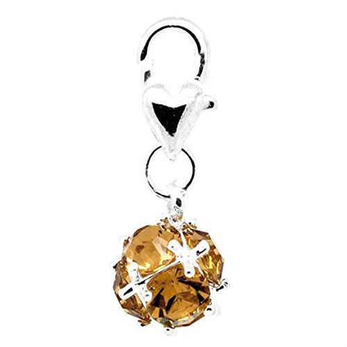 November Birthstone Dangle Charm Pendant for European Clip-On Jewelry with Bezel Setting