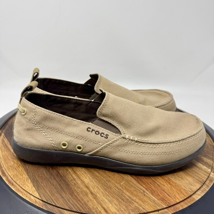 Crocs Walu Canvas Slip-On Loafers for Men Size 10 Khaki 11270