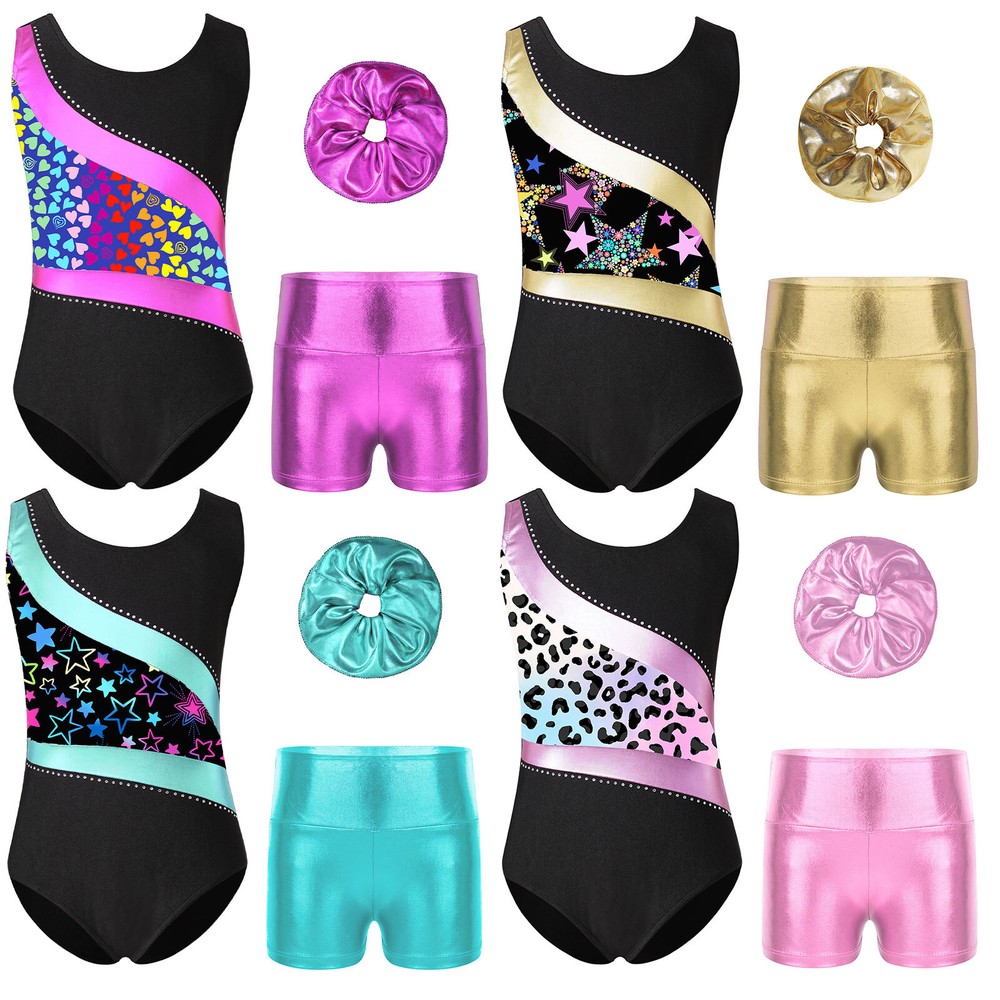 Girls Clothes Kids Set Sport Outfit Stretchy Shorts Comfortable Bodysuit Dance