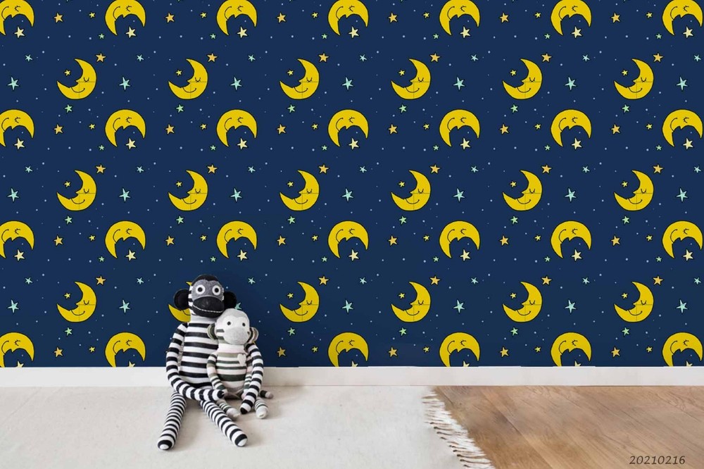 3D Space Moon Stars Pattern Wall Murals Wallpaper Murals Wall Sticker