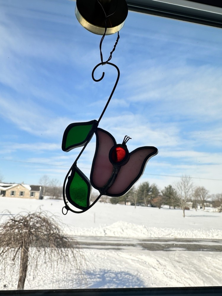 Tiffany Stained Glass collectors Club  Pink Tulip Sun Catcher Vintage