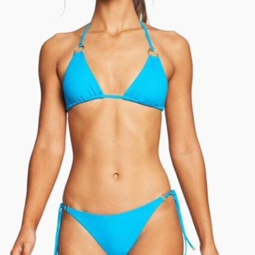 NEW Vitamin A Size 6/S Bikini Bottom only EcoRib Tara Tie Side Blue Cyan Cheeky