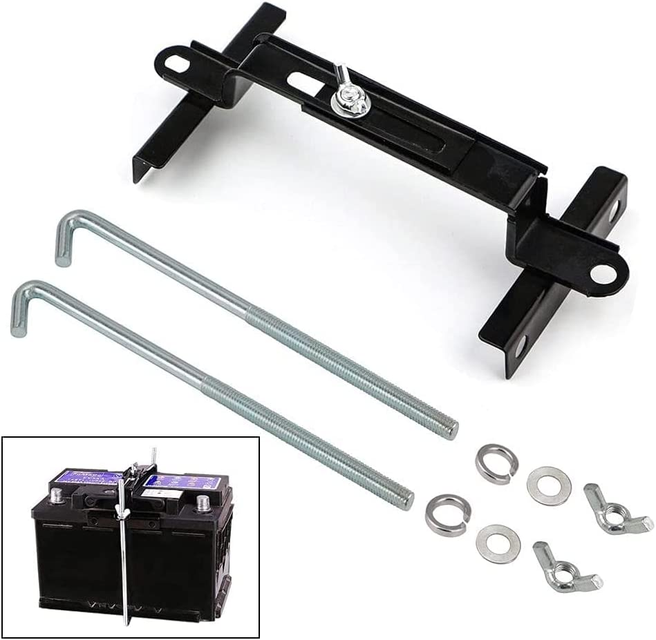 Adjustable Battery Hold Down Universal Crossbar with L-Bolt Tie Down for Cars